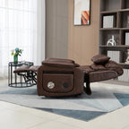 Premium Brown Technical Leather 180-Degree Lay Flat Recliner Chair with Wireless Charging, Lumbar Support, and Dual Motor Lift for Big & Tall Comfort - Grand Goldman Shop