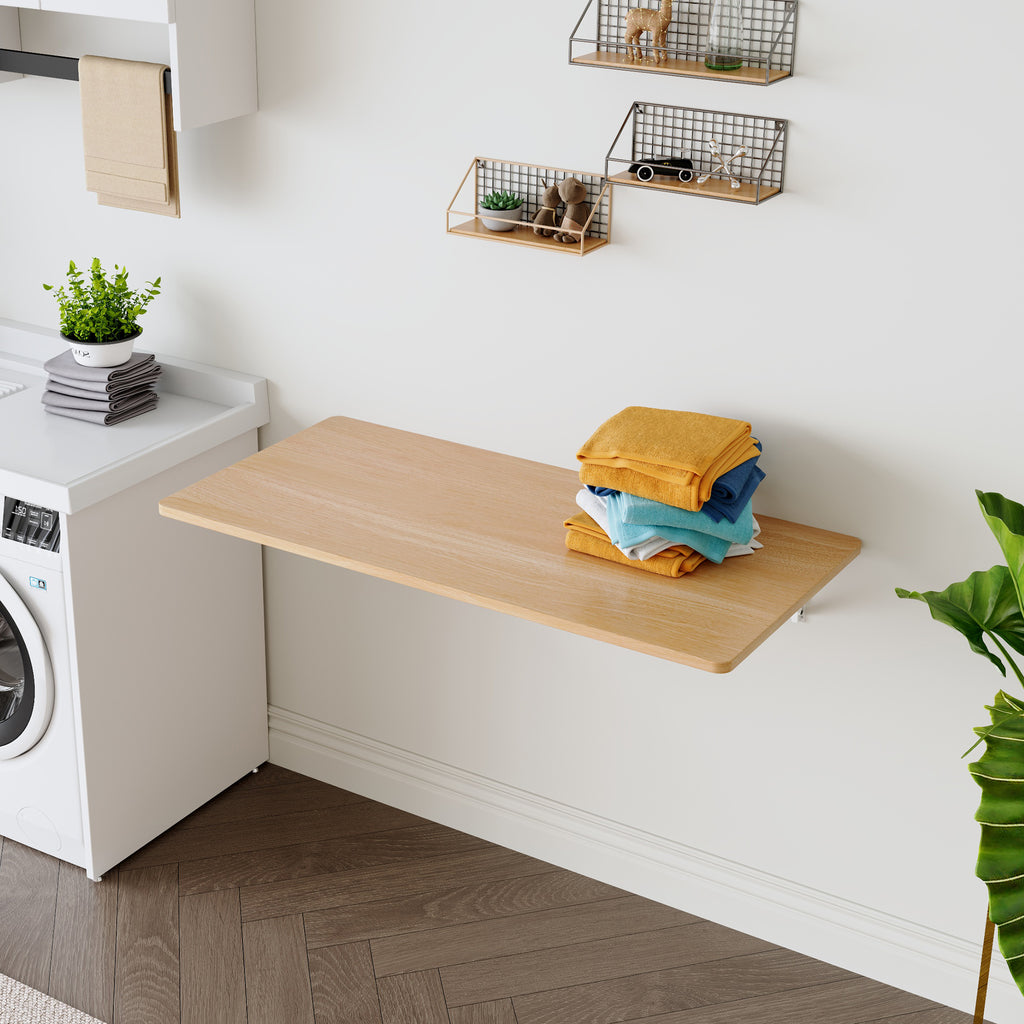 Laundry Room Folding Table Wall Mounted Folding Table for Small Spaces,Fold Down Desk,Workbench,Addition to Garage & Shed/Home Office/Laundry Room/Home Bar/Kitchen & Dining Room,45*22*6.5 inches. - Grand Goldman Shop