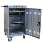 Mobile Charging Cart for Tablets Laptops 35-Device Capacity Matt Silver Metal | Premium Home Decor - Grand Goldman