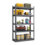 Industrial Black Metal 5 Tier Storage Shelves, Adjustable Heavy Duty Garage Shelving Unit, 72 Inch High - Grand Goldman Shop
