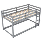 Gray Twin Over Twin Floor Bunk Bed with Ladder, Solid Pine Wood, 79.1''L x 42''W x 46.5''H - Grand Goldman Shop