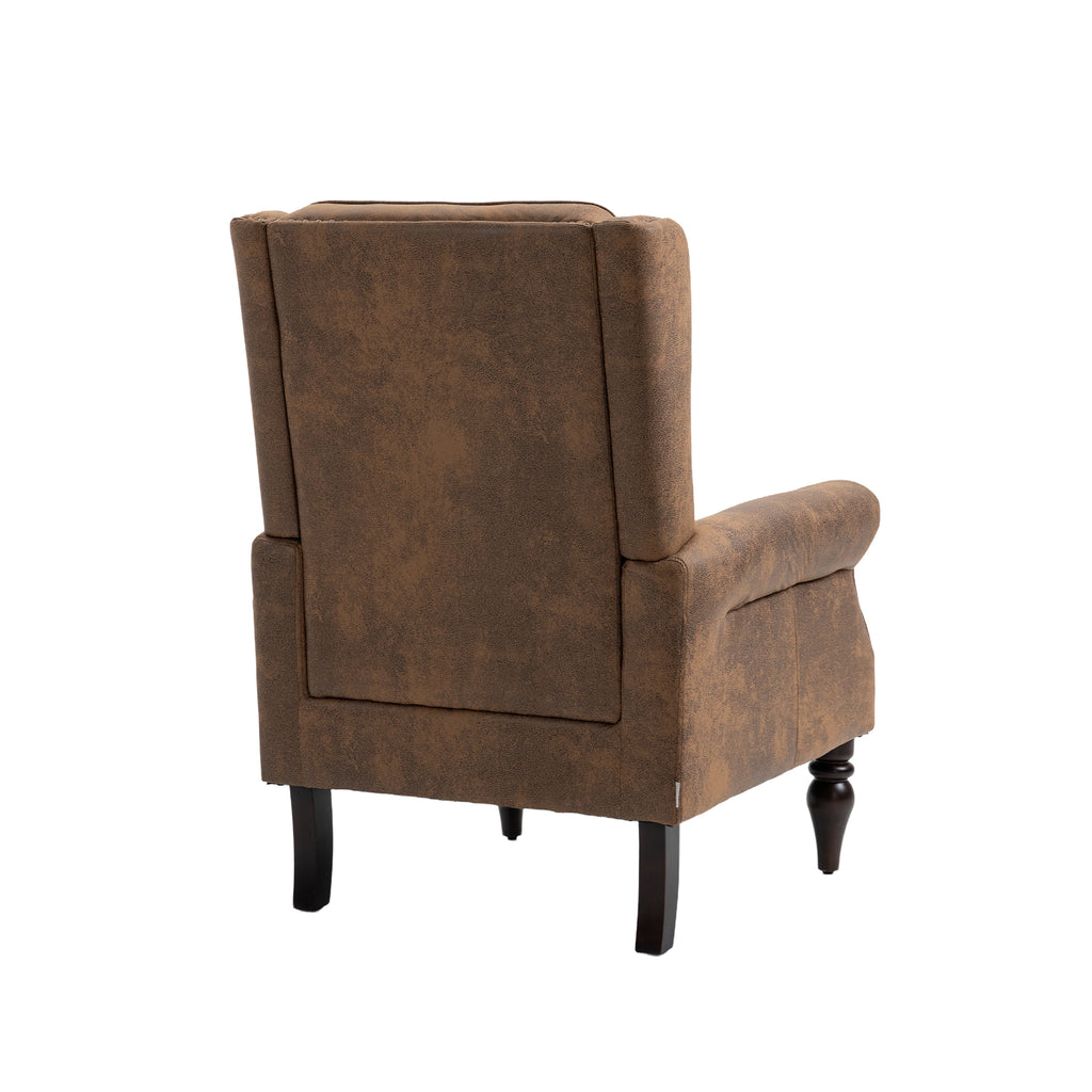 Modern Coffee Wood Frame Armchair with Sturdy Wood Legs and Microsuede Upholstery for Living Room - Grand Goldman Shop