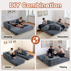 Floor Couch,Compressed Sofa,Convertible Floor Sofa Bed with Convertible Blanket Pillow,Enhanced frame stability,Comfy Couch Lounge Sleeper Bed,for Living Room Bedroom - Grand Goldman Shop