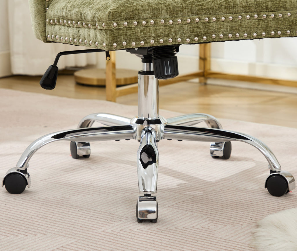Stylish A&A Furniture Office Chair,Modern Chenille Upholstered Tufted Button Home Office Chair with Chrome Metal Base,Adjusta