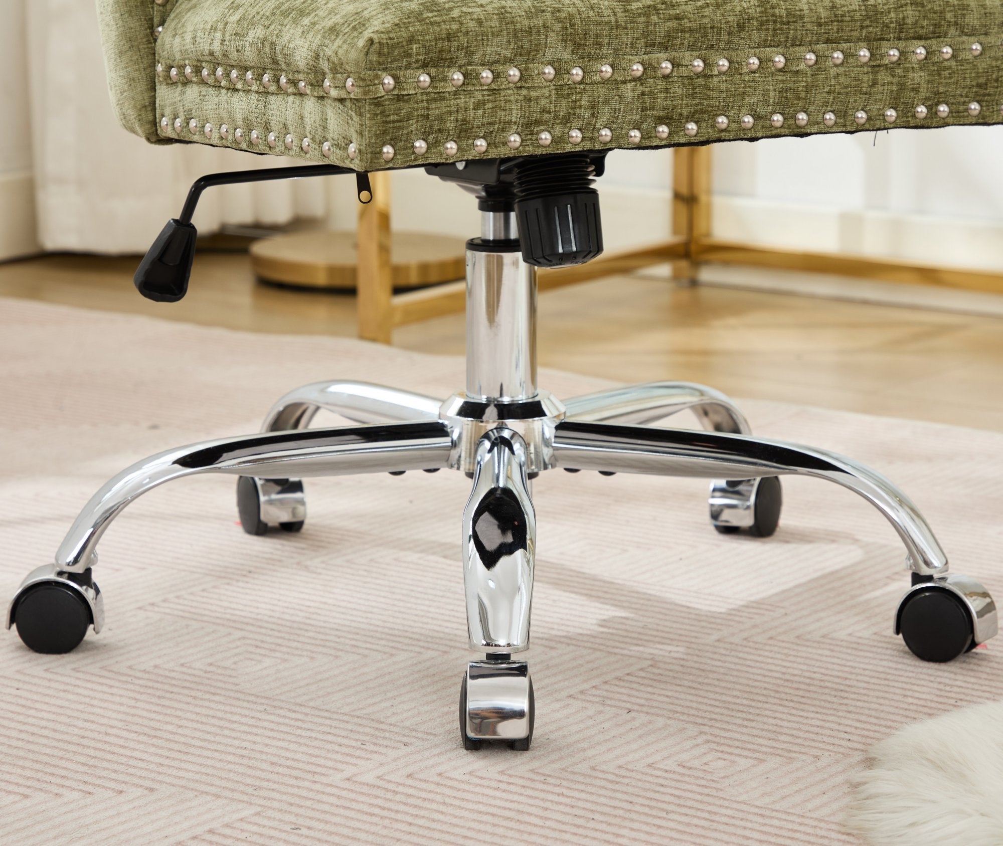 Stylish A&A Furniture Office Chair,Modern Chenille Upholstered Tufted Button Home Office Chair with Chrome Metal Base,Adjusta