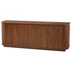 Sideboard Storage Cabinet TV Stand with wave pattern Buffet Cabinet Wooden Vertical Striped Cabinet for Kitchen/Bedroom/Entryway. Walnut, 64''W x 15''D x 24''H. - Grand Goldman Shop