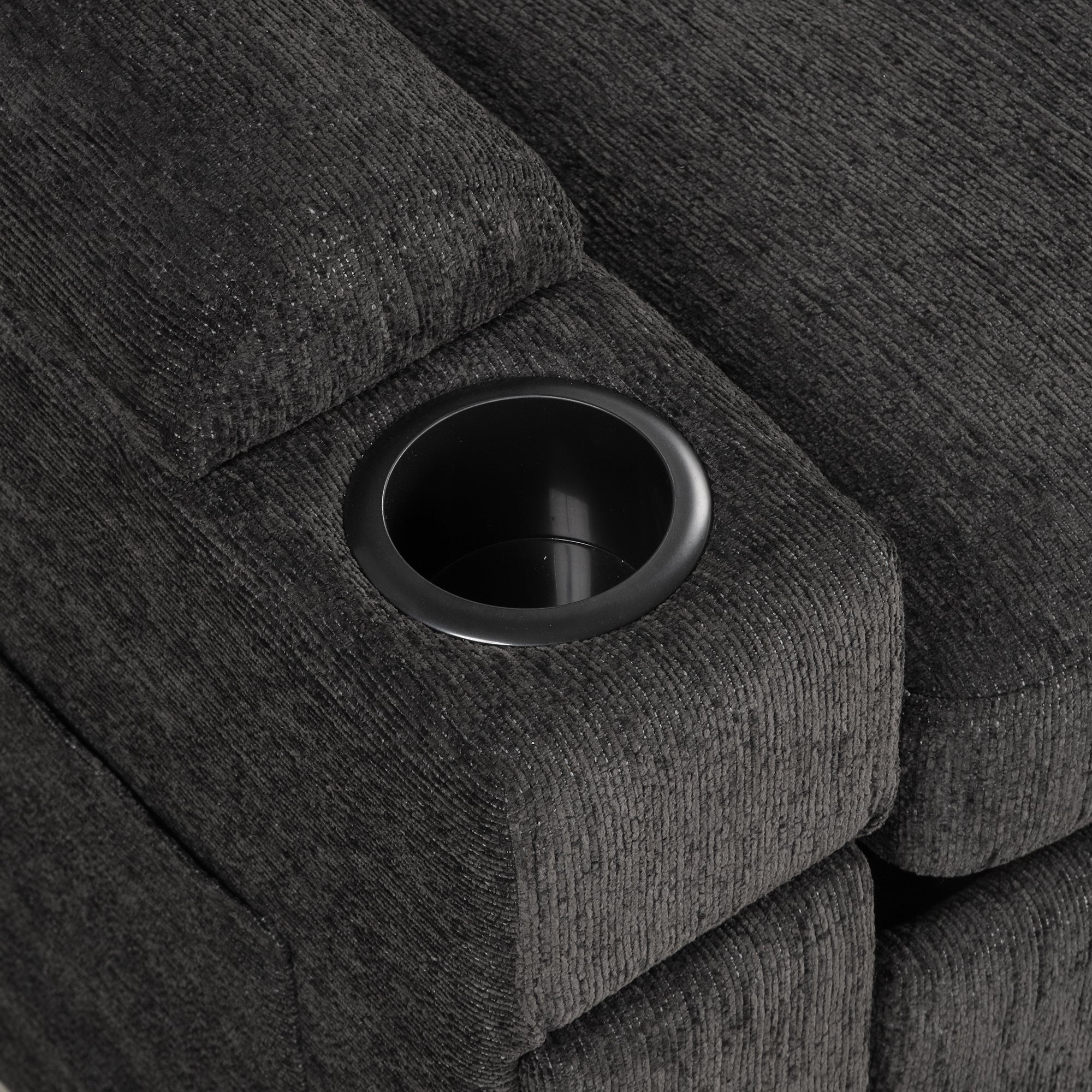 Black Convertible L-shaped Sofa Couch with Storage, Cup Holders, USB Ports, Chenille Fabric, 83.5' - Grand Goldman Shop