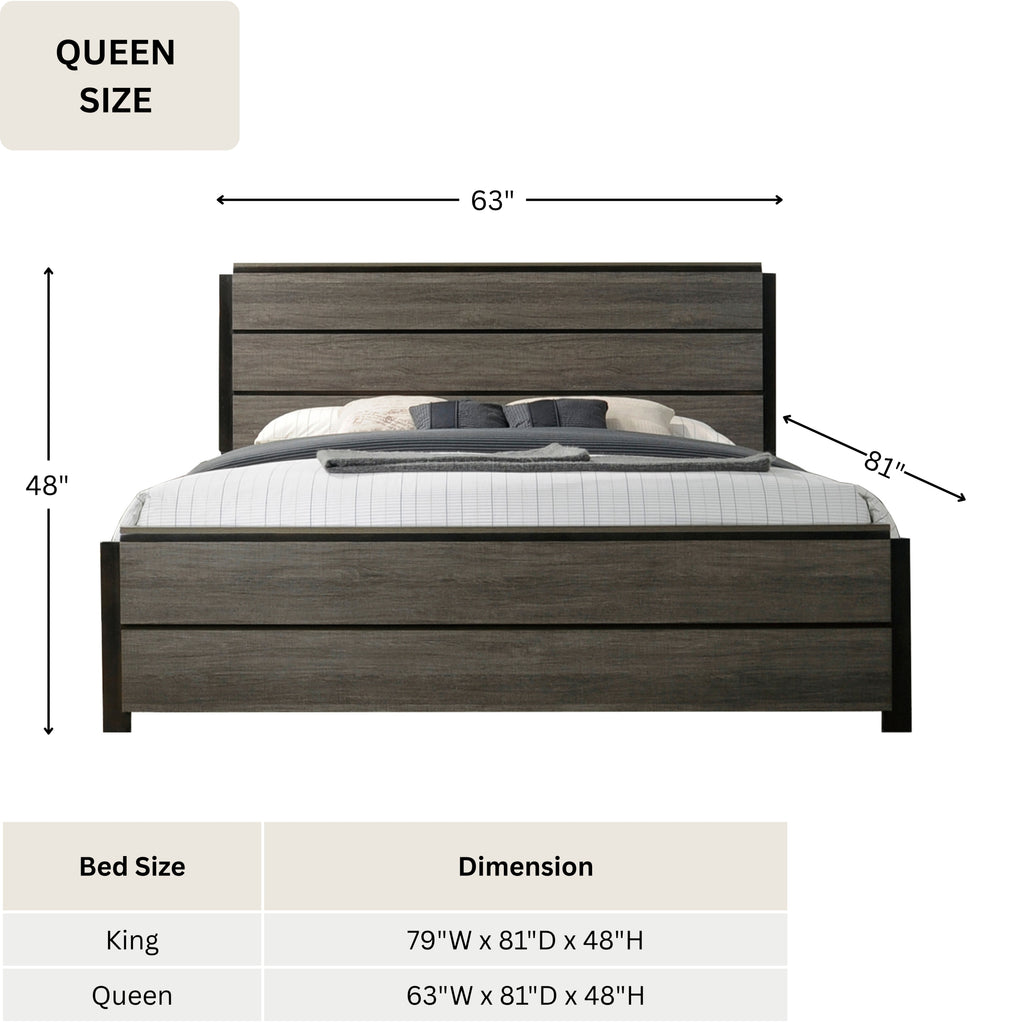Ioana Antique Grey Finish Wood Bed Room Set, Queen Size Bed, Dresser, Mirror, Night Stand - Grand Goldman Shop
