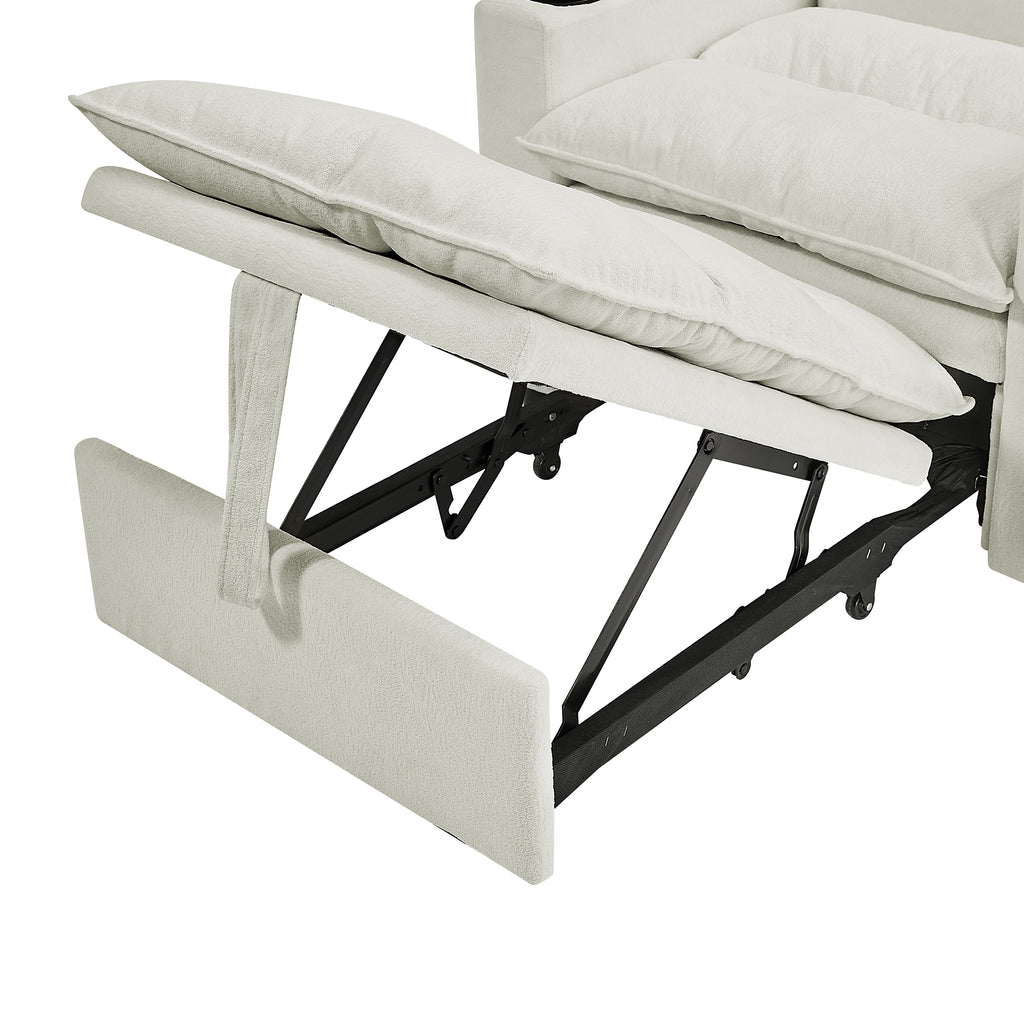 Sleeper Sofa Chair Bed, Convertible Sofa Chair 3-in-1, Adjustable Sleeper Chair Pullout Sofa Bed with Modern Velvet Fabric for Living Room Apartment Small Space, Beige - Grand Goldman Shop