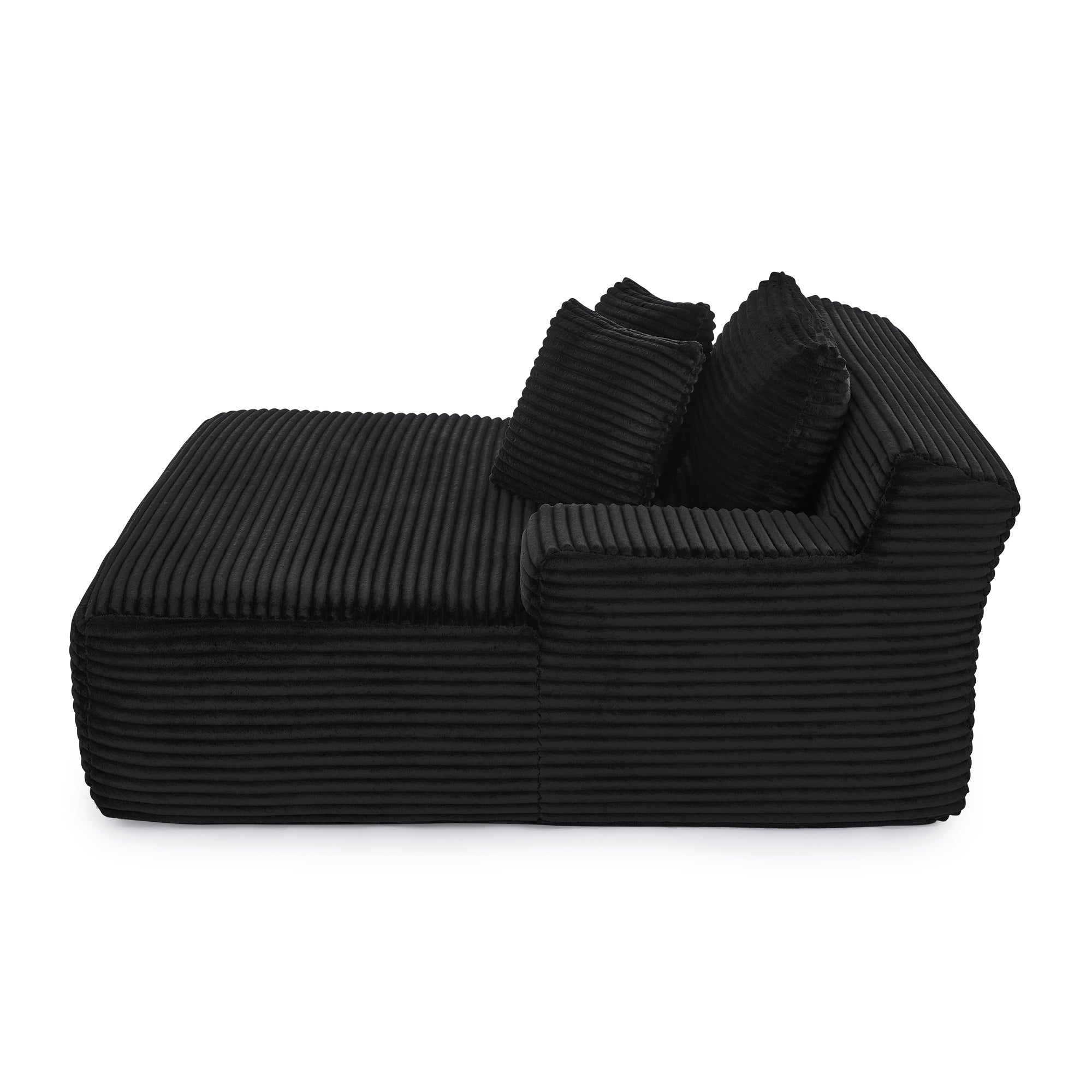 Single lazy sofa lounge chair, no assembly required, made of velvet fabric, fluffy modern single lounge chair, used for indoor living rooms and bedrooms-Black - Grand Goldman Shop