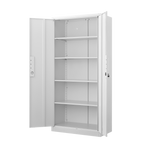 70-Inch Two-Door File Cabinet with Lock, 4 Adjustable Shelves, Heavy-Duty Steel, White Finish for Office Storage - Grand Gold