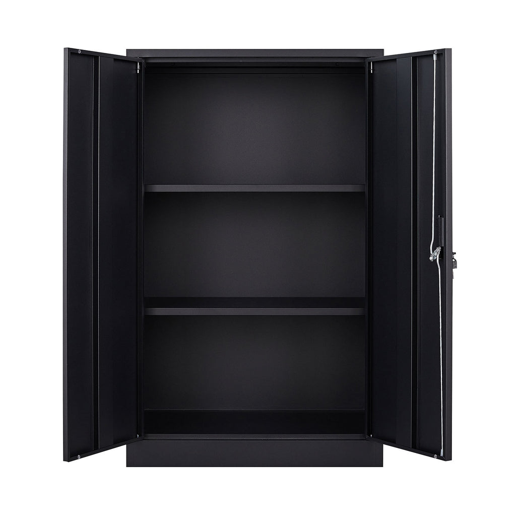 Black Metal Storage Cabinet with Locking Doors and Adjustable Shelf, Folding Filing Locker for Home Office, School, Garage, S