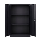 Black Metal Storage Cabinet with Locking Doors and Adjustable Shelf, Folding Filing Locker for Home Office, School, Garage, S