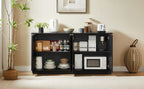 63' Vertical Stripe Buffet Cabinet Sideboard with stoarge, Curved wave Design, TV Stand, for Bedroom, Living Room, Hallway, Black,63''W x 15.75''D x 31.5''H. - Grand Goldman Shop