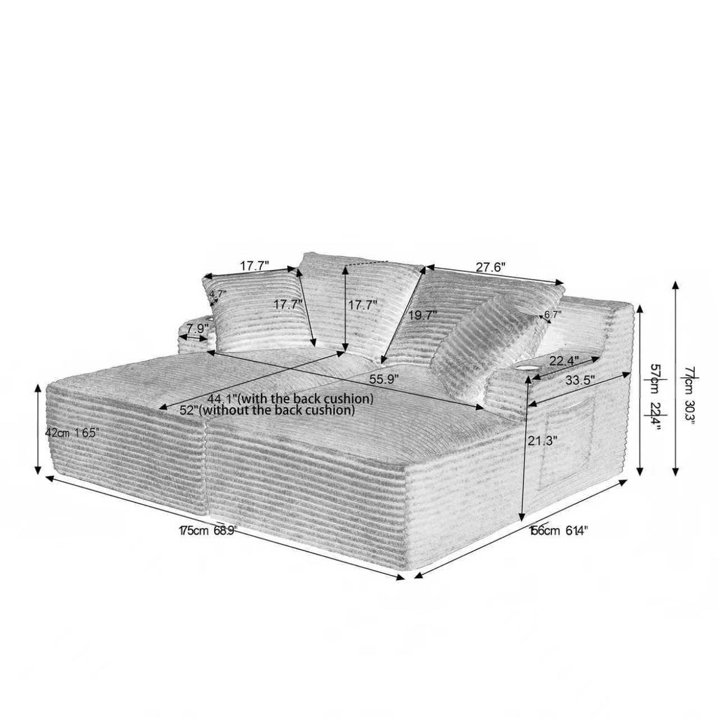 69' Cloud Sectional Couch, L-Shape Chaise with R-Shape Chaise with Deep Seat and Comfortable 2 Seater Couch for Modern Living Room,(Plush  Fabric),Black - Grand Goldman Shop