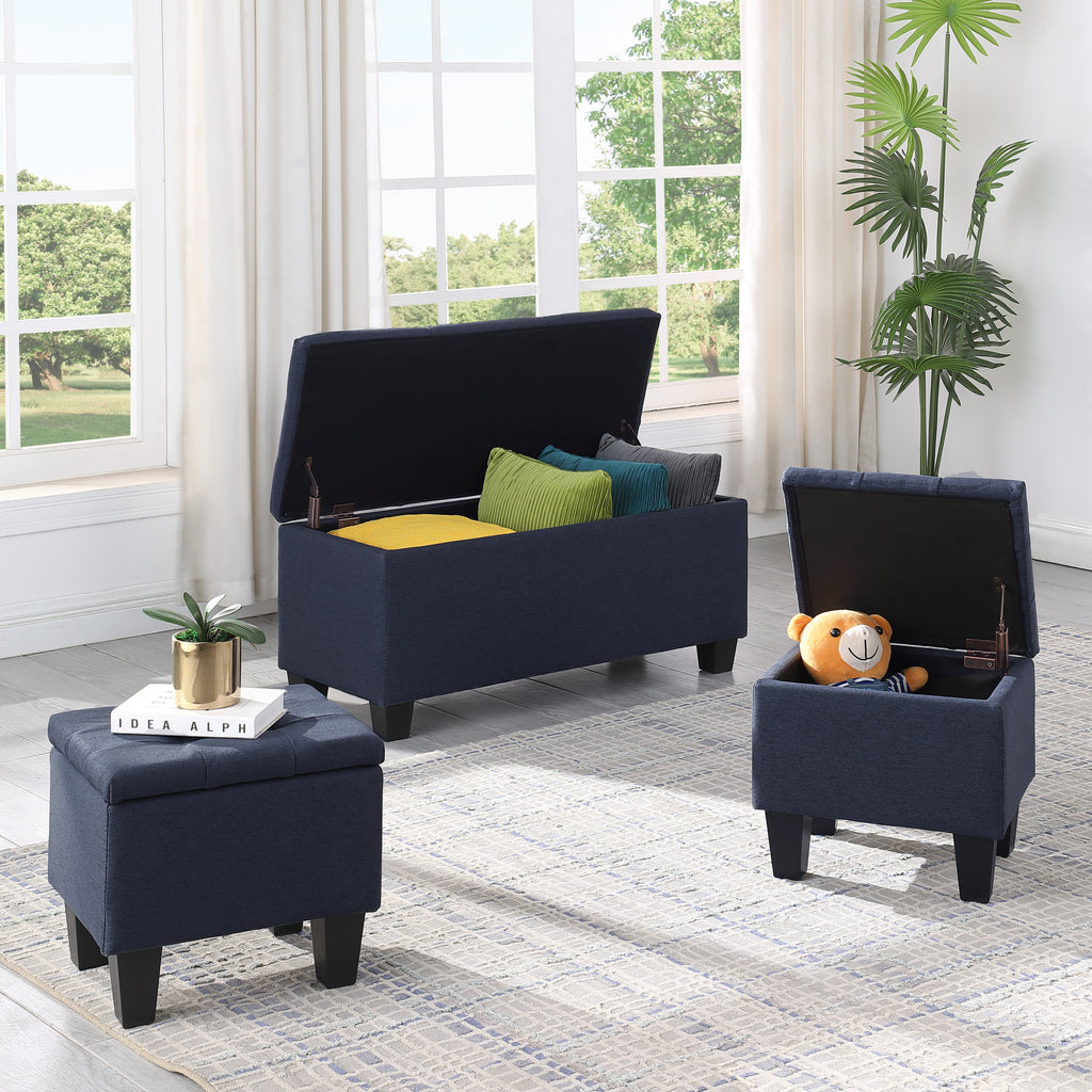 [VIDEO] Large Storage Ottoman Bench Set, 3 in 1 Combination Ottoman, Tufted Ottoman Linen Bench for Living Room, Entryway, Hallway, Bedroom Support 250lbs - Grand Goldman Shop