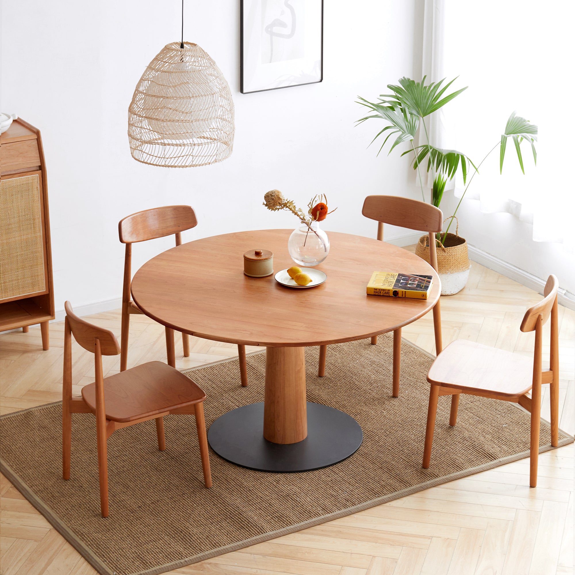 Natural Oak Dining Chair Set of 4 - Solid Wood, FAS Grade, Simple Design, 46.5x54x80cm - Grand Goldman Shop