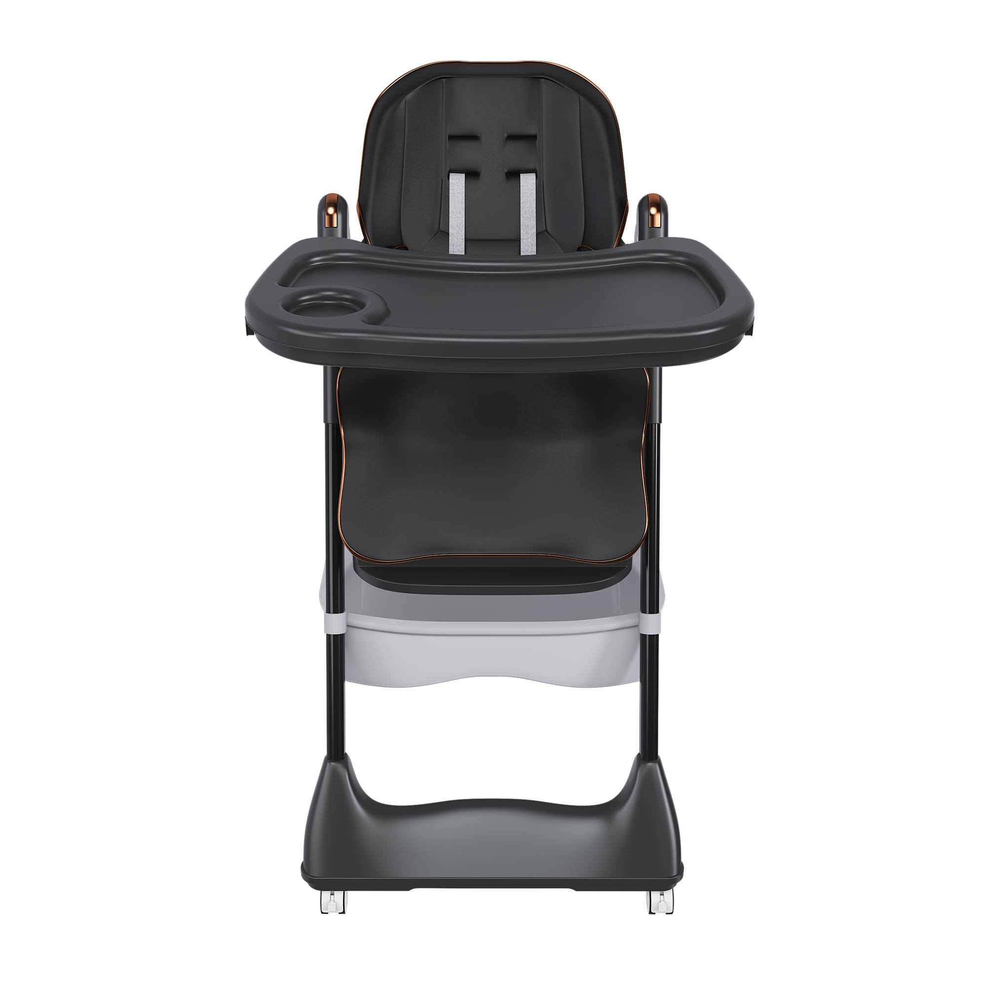 Adjustable Baby High Chair 0-6 Years – Portable Infant Feeding Seat with Safety Belt, Silent Lockable Wheels, Black - Grand Goldman Shop