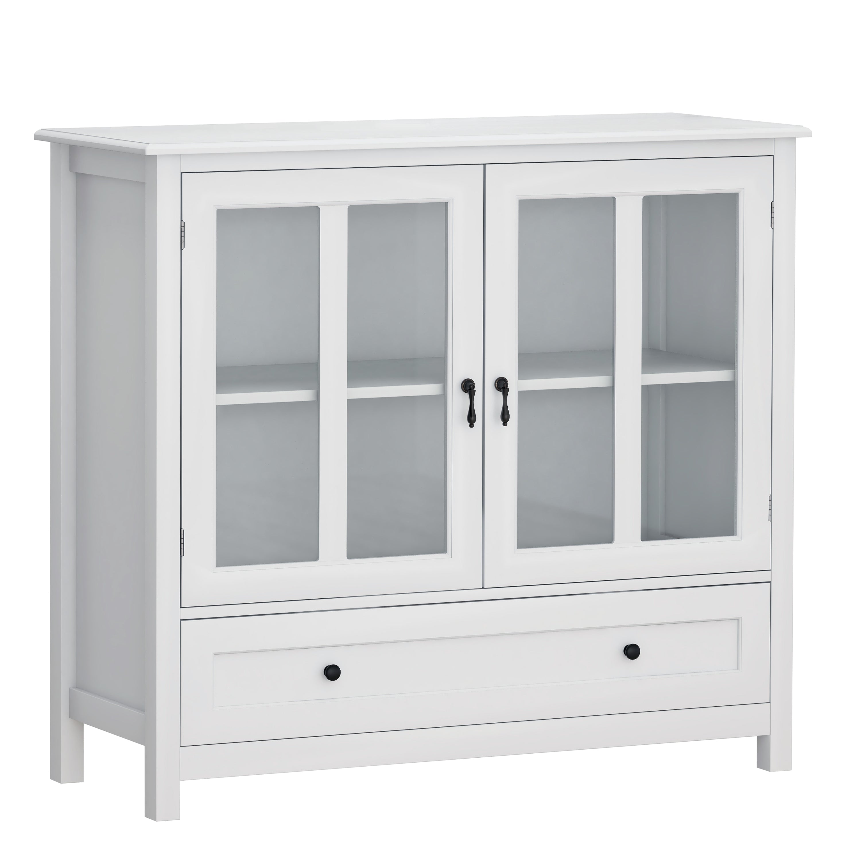 Buffet storage cabinet with double glass doors and unique bell handle - Grand Goldman Shop