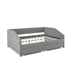 Upholstered Tufted Queen Size Daybed with Two Drawers Trundle, Linen Fabric, Grey, 88'x64.5'x34' - Grand Goldman Shop