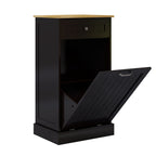 One Drawers and One-Compartment Tilt-Out Trash Cabinet Kitchen Trash Cabinet-Black - Grand Goldman Shop