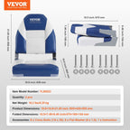 Boat Seats, 21.85' High Back Boat Seat, Folding Boat Chair with Thickened Sponge Padding and Hinge, Fold-Down Boat Captain Ch