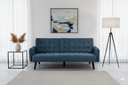 72' Sleeper Sofa Bed - Convertible Folding Backrest to Full Bed with Cup Holder & Drop-Down Table - Space Saving Linen Sofa for Small Spaces - Easy Assembly, Blue - Grand Goldman Shop