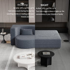 Modern Floor Sofa, with 2 Pillows, Convertible Teddy Fabric Foam Filled Bed, 15 inch Full Size Folding Mattress, Suitable for Living Room, Guest room, Game Room, Grey - Grand Goldman Shop