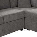 U-shaped Sectional Sofa Pull out Sofa Bed with USB Ports, Power Sockets, Storage Chaise, Light Gray Chenille, 108.6' - Grand Goldman Shop