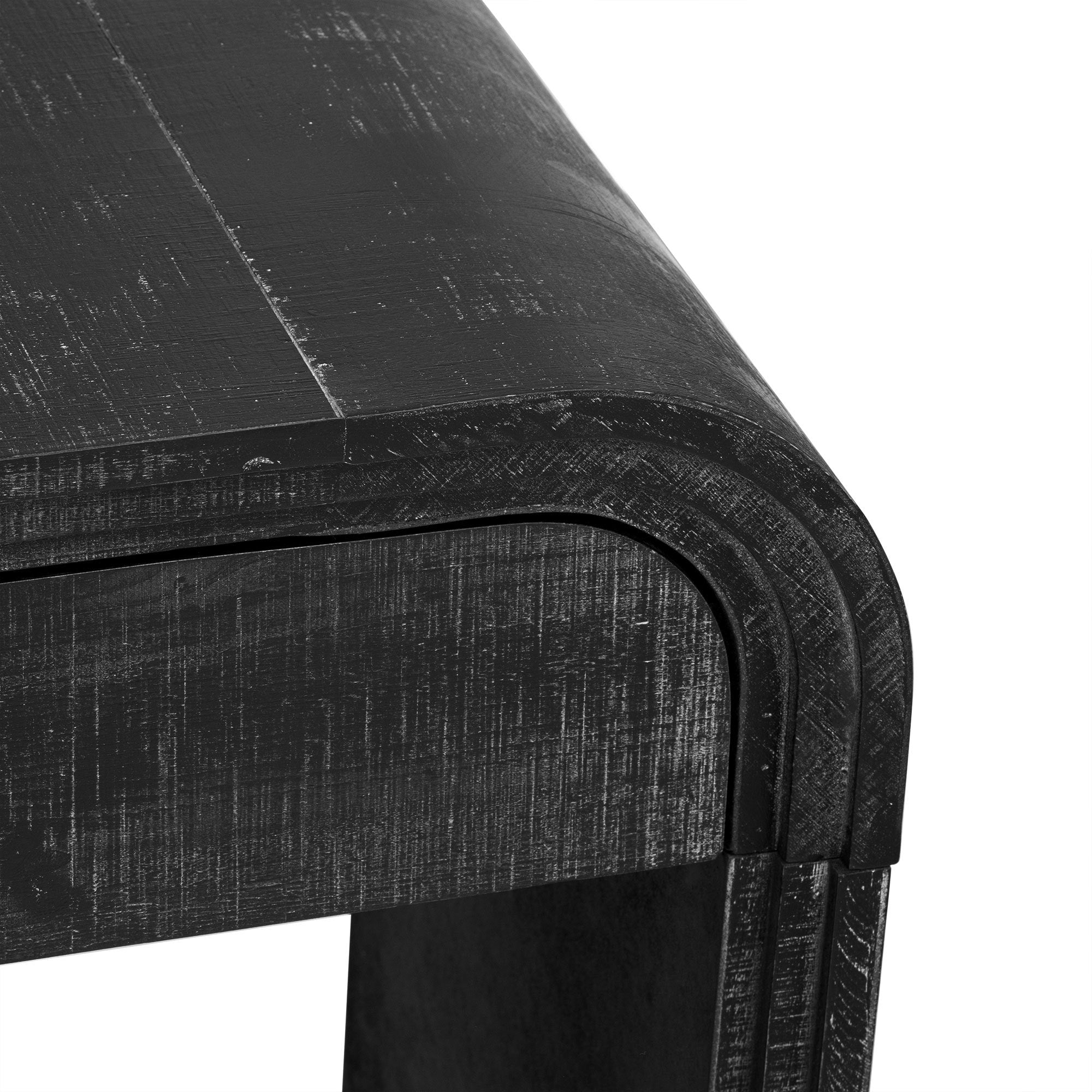 TREXM Unique Retro Silhouette Console Table with Open Style, Two Top Drawers for Entrance, Dinning Room, Living Room (Antique Black) - Grand Goldman Shop