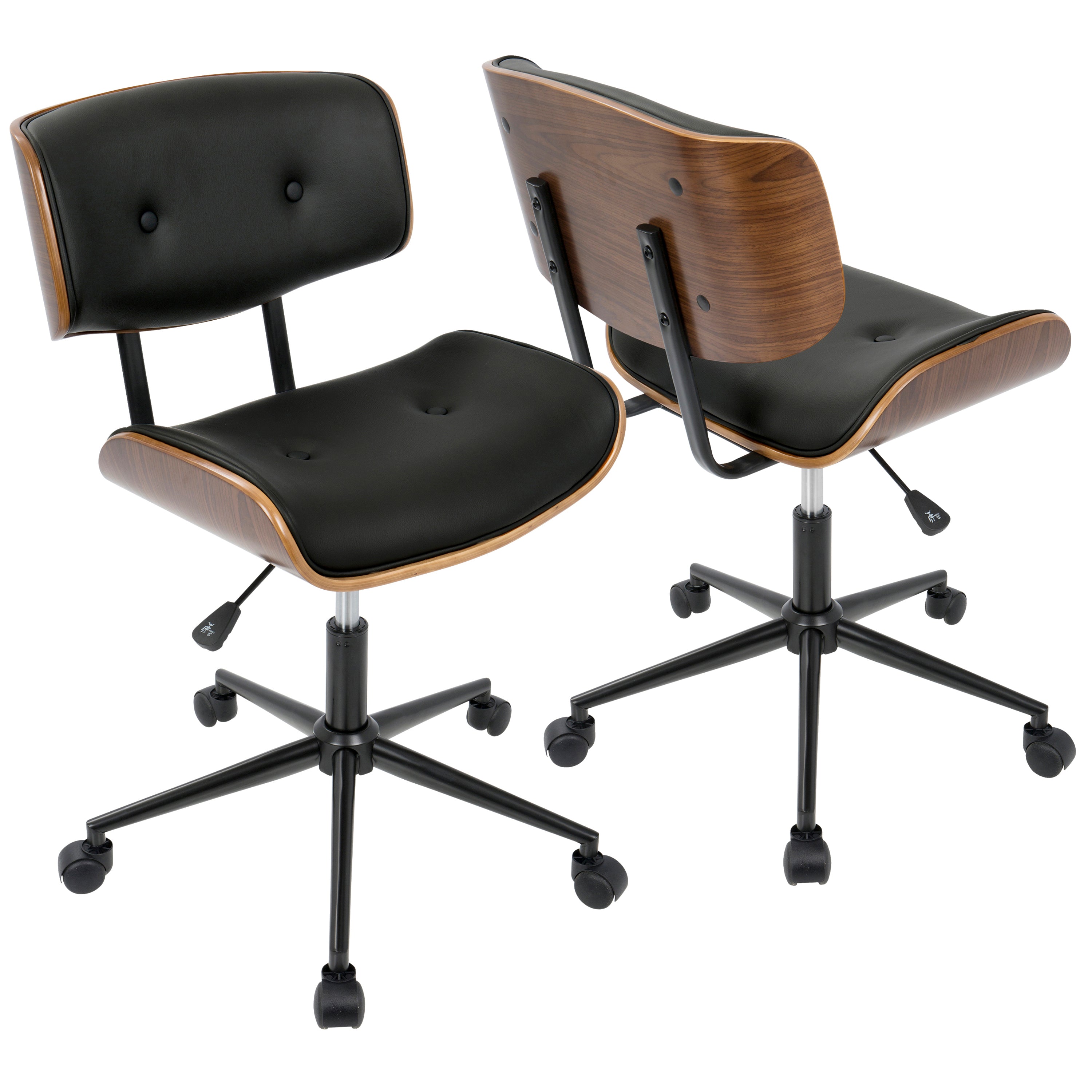 Mid-Century Modern Adjustable Office Chair with Swivel in Walnut and Black | Premium Home Decor - Grand Goldman
