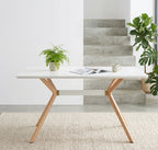 Modern Minimalist StyleDining Table MDF Anti-Scratch Top Metal Shelf Metal Heat Transfer Legs Leveling Feet For Dining Room Kitchen Office Table X 1(White) - Grand Goldman Shop