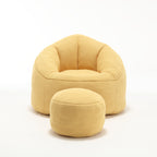 Bedding Bean Bag Sofa Chair with High-Pressure Foam and Footrest, Yellow Microfiber - Grand Goldman Shop