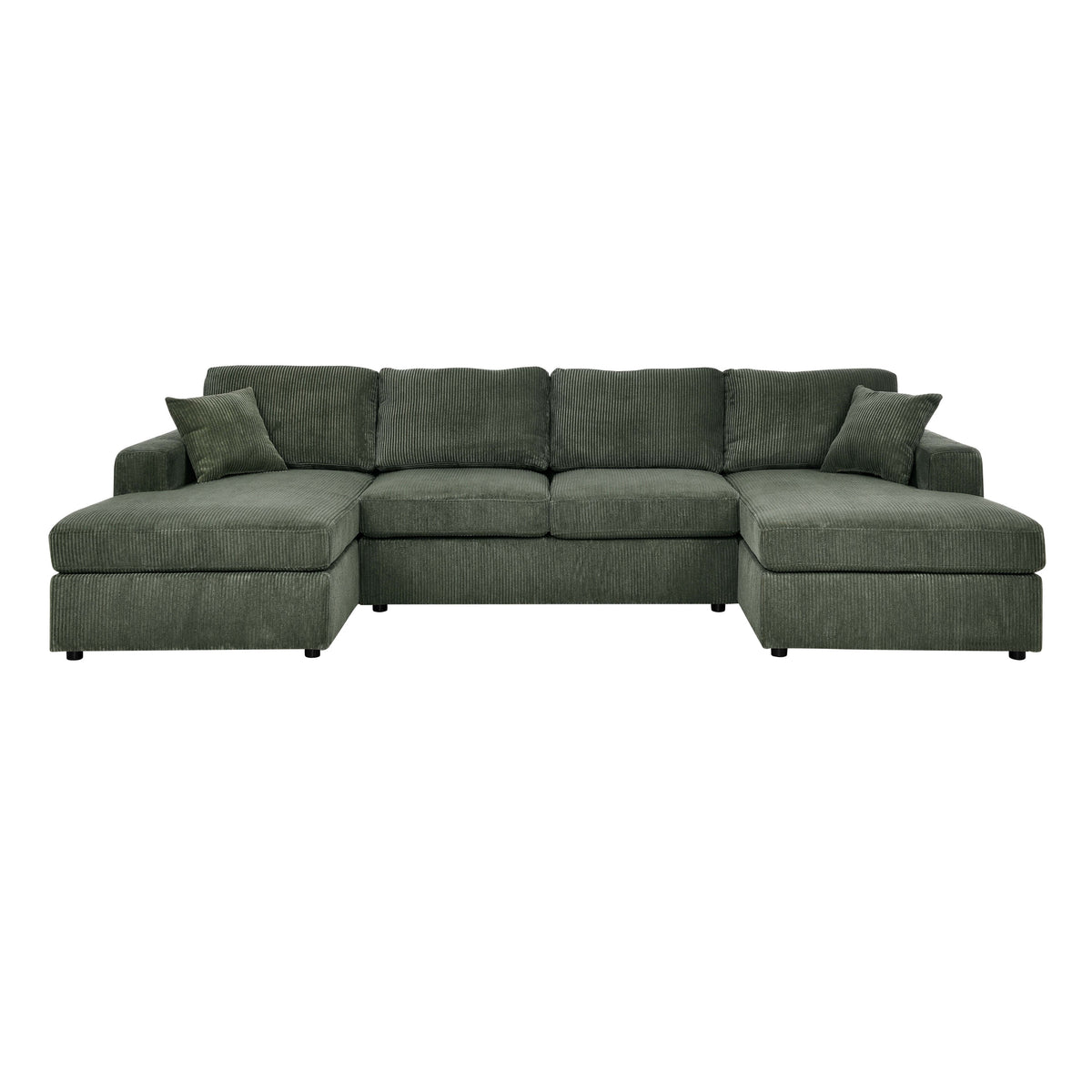 3-Piece Corduroy Double-Chaise Sectional Sofa – Green - Grand Goldman Shop