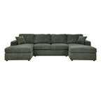 3-Piece Corduroy Double-Chaise Sectional Sofa – Green - Grand Goldman Shop