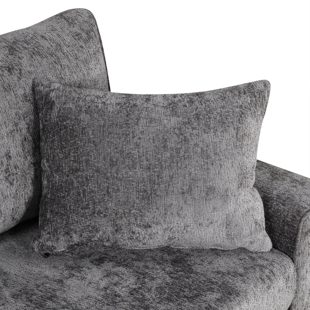 Modern Sectional Sofa Pull-out Sleeper with Storage Ottoman, USB Charging, Grey Tweed Chenille, 112.2' - Grand Goldman Shop