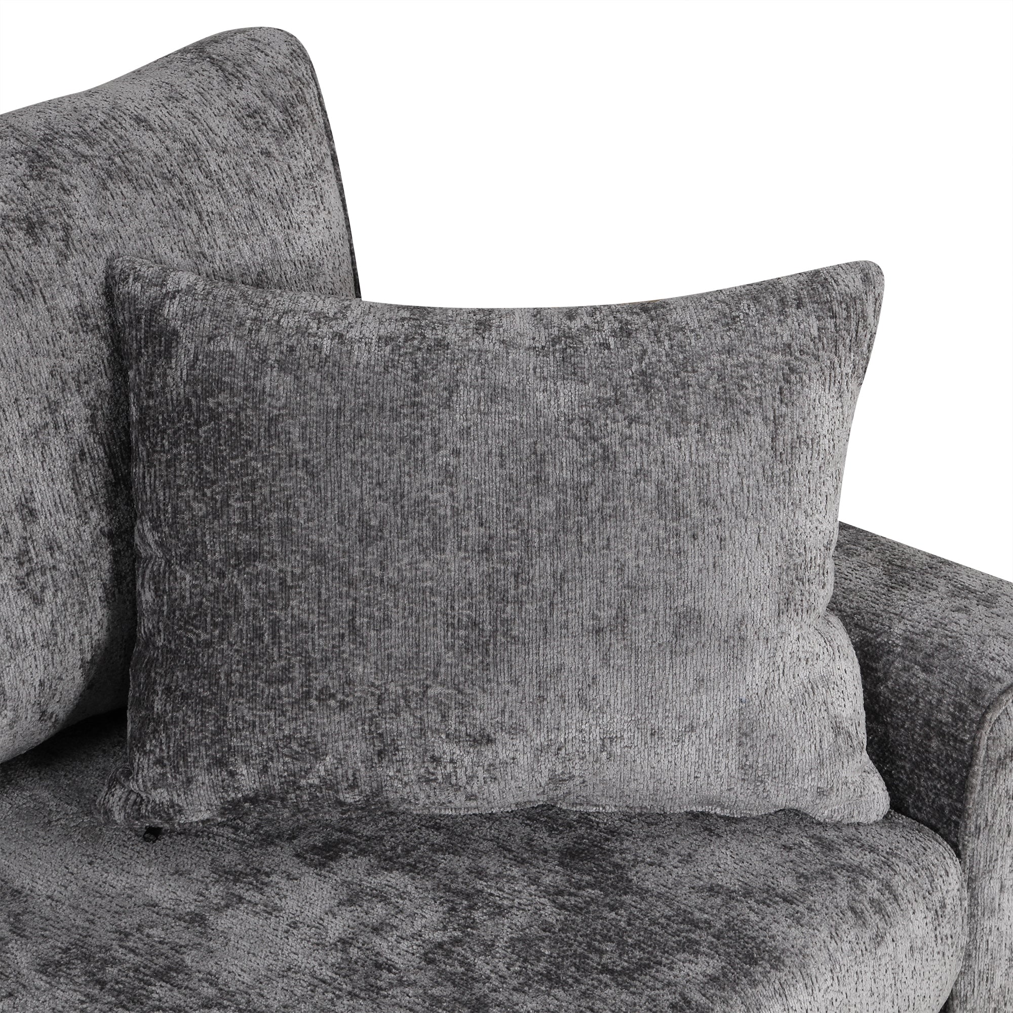 Modern Sectional Sofa Pull-out Sleeper with Storage Ottoman, USB Charging, Grey Tweed Chenille, 112.2' - Grand Goldman Shop