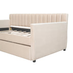 Twin Size Upholstered daybed with Drawers, Wood Slat Support, Beige - Grand Goldman Shop