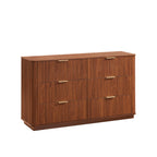 6 Drawers Dresser,55' Wide Modern Chest of Drawers Curved wave Design, Dresser TV Stand, Wood Drawer Organizer for Bedroom, Living Room, Hallway, Walnut,55.12''W x 15.75''D x 31.5''H. - Grand Goldman Shop