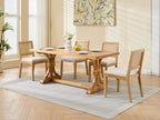 Farmhouse Rattan Dining Chairs Set of 2, Mid Century Modern Kitchen & Dining Room Chairs, Cane Upholstered Kitchen Side Chair with Natural Hardwood Frame, Beige - Grand Goldman Shop