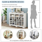Sleek Design 24 Shoe Cubby Console, Modern Shoe Cabinet - Grand Goldman Shop
