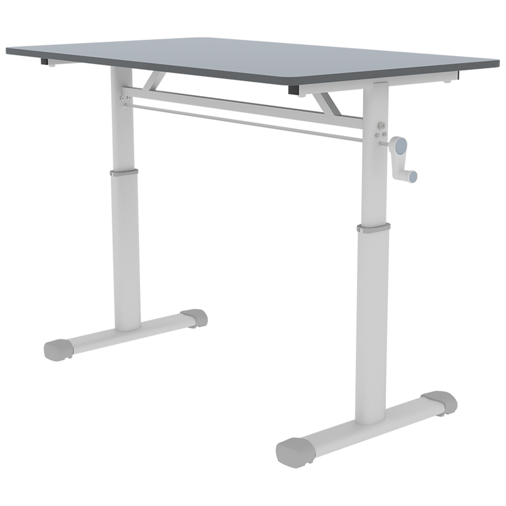 Adjustable Study Desk for Kids and Adults, Height-Adjustable Home Office Desk with White Frame and Gray Tabletop, 60cm x 100cm Compact Design