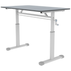 Adjustable Study Desk for Kids and Adults, Height-Adjustable Home Office Desk with White Frame and Gray Tabletop, 60cm x 100cm Compact Design