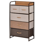 HOMCOM 5-Drawer Dresser, Fabric Drawers, 4-Tier Storage Organizer for Bedroom Entryway, Tower Unit with Steel Frame Wooden Top, Maple Wood - Grand Goldman Shop