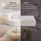 Modern Floor Sofa with 2 Pillows,Convertible Teddy Fabric Foam Filled Sleeper Sofa Bed,15 ' Full Size Folding Mattress for Living Room,Guest Bed,Playroom,no assembly required,Beige - Grand Goldman Shop