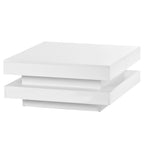 ON-TREND High Gloss Minimalist Design with LED Lights, 2-Tier Square Coffee Table, Center Table for Living Room, 31.5''x31.5''x14.2'', White - Grand Goldman Shop