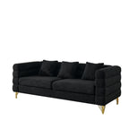 Streamline Modern 81 Inch Oversized 3 Seater Sectional Sofa in Black Teddy Fabric with 3 Lumbar Pillows, Deep Seating Comfort for Living Room Bedroom Office - Grand Goldman Shop