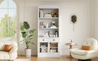 83.4'Tall Bookshelf, Modern Bookcase with 2 Glass Doors and 1 Drawer,Storage Bookcase with Open Shelves for Living Room,Home 