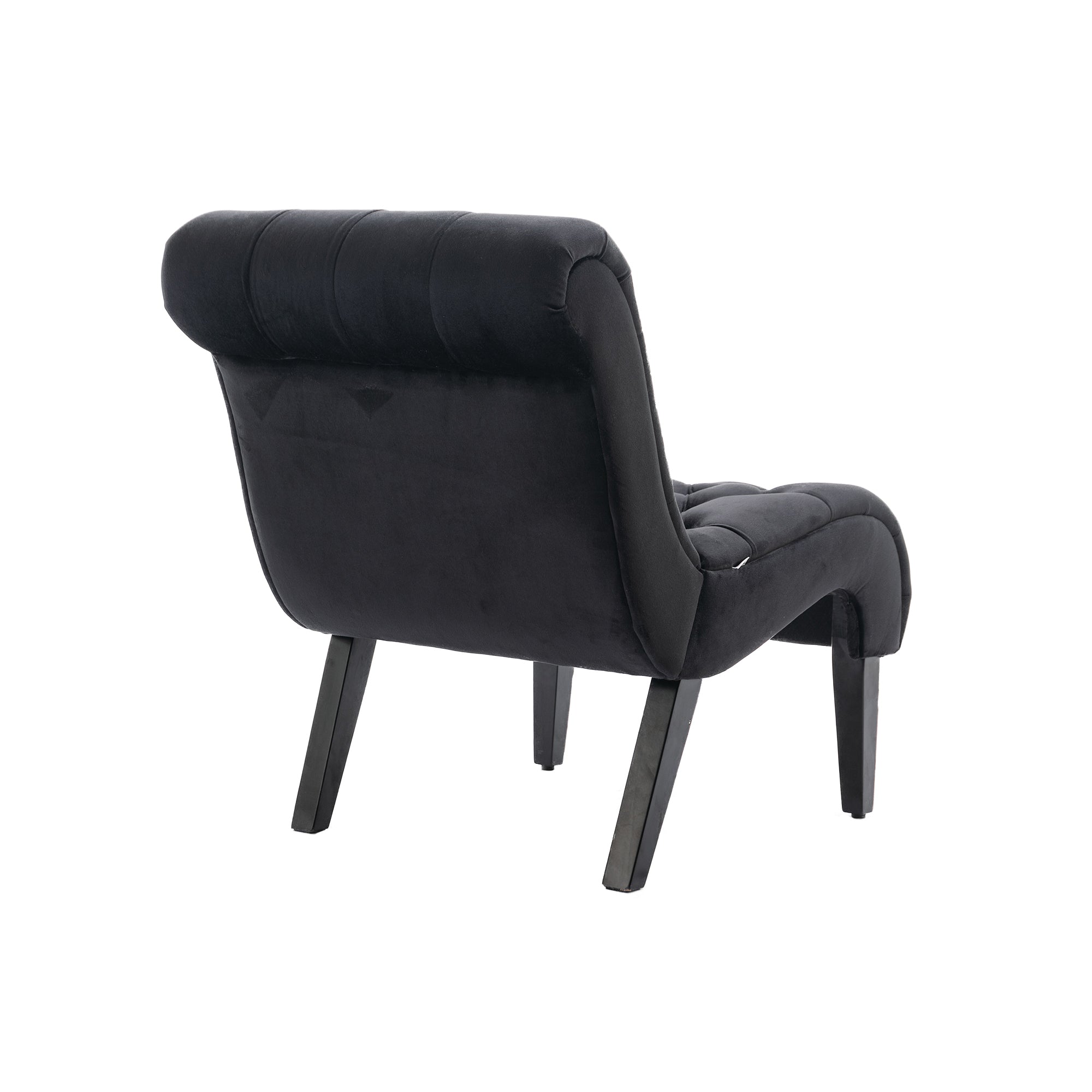 COOLMORE Modern Velvet Armless Accent Living Room Chair / Leisure Chair,Upholstered Fabric Button Comfortable Chair with Wooden Legs for Bedroom, Living Room, Office (Black Velvet) - Grand Goldman Shop