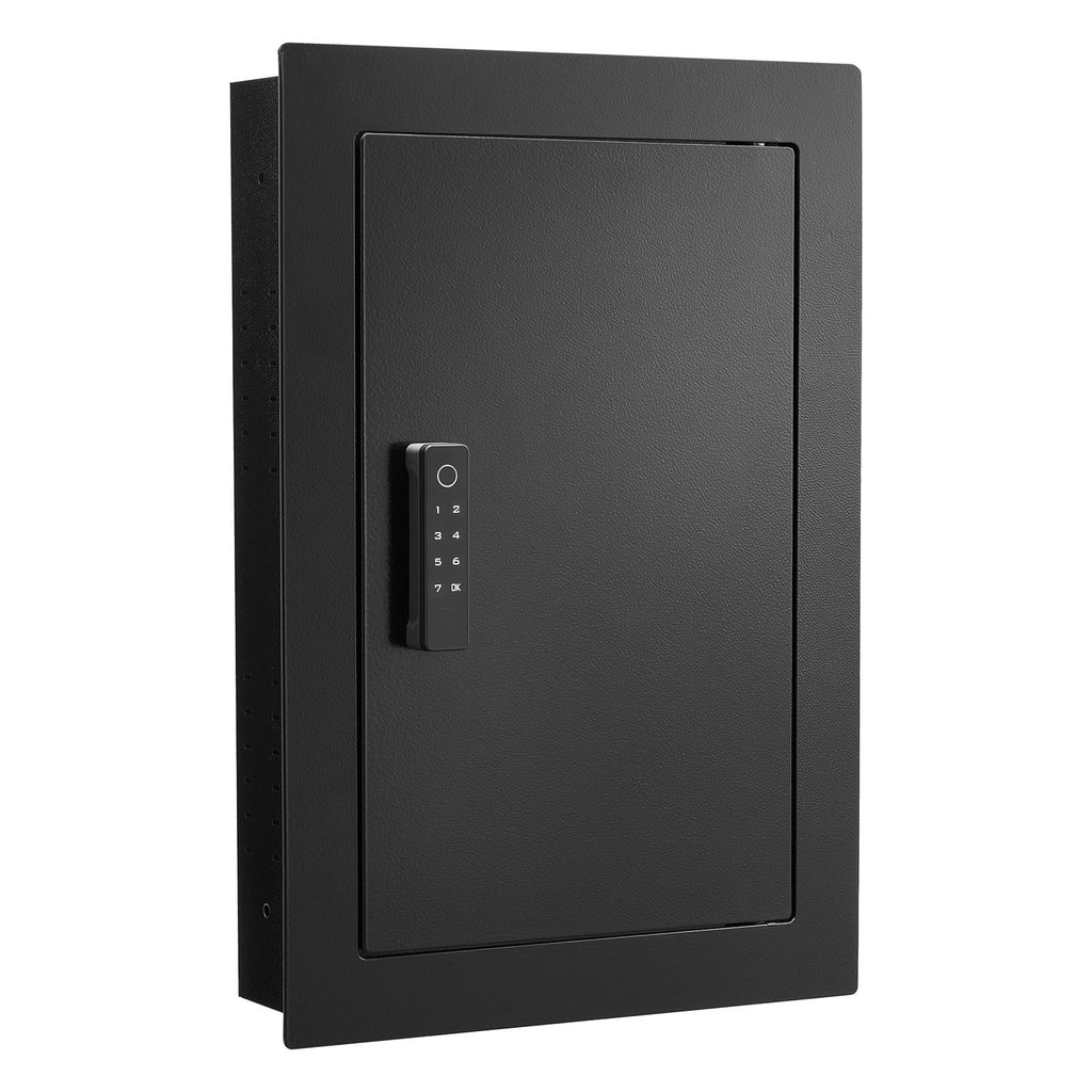 Wall Safe, 3-Tier Hidden Wall Safe with Fingerprint, Password, Key & Turning Knob, Q235 Cold-Rolled Steel In-Wall Box with Ad